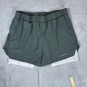 YoungLA Shorts Men XXL 2-in-1 Double Layer Athletic Training Olive Green Stretch